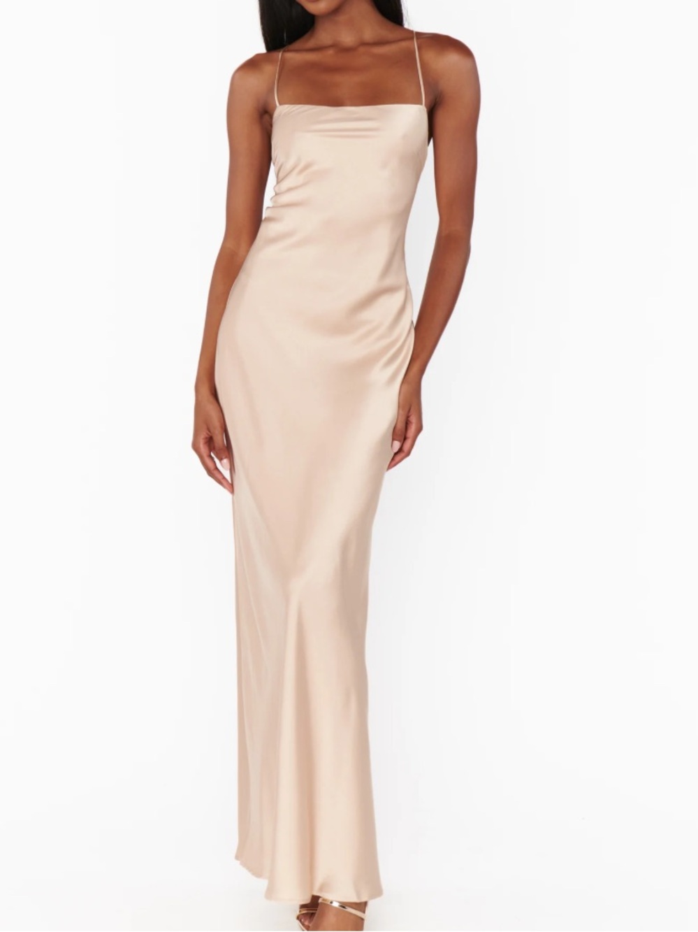 Satin Slip Maxi Dress in Champagne